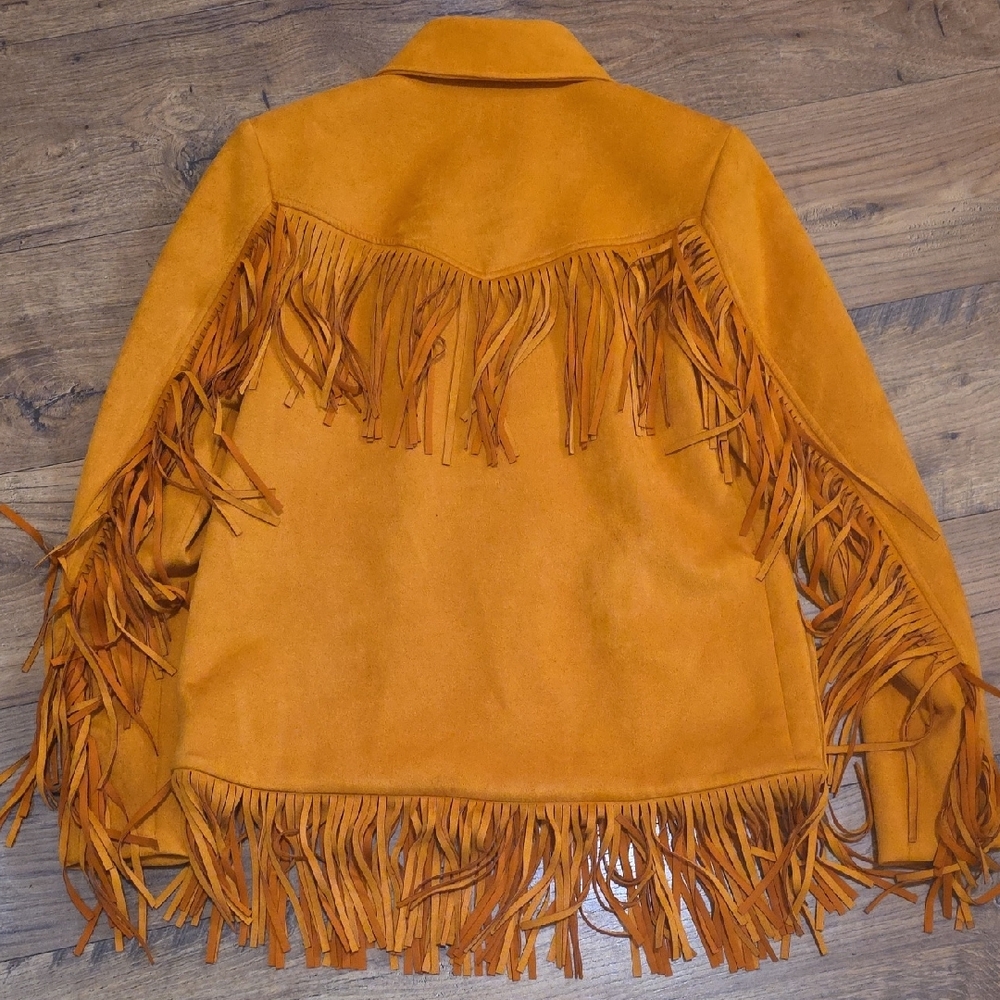 DANIELLE BERNSTEIN Mustard Leather Fringe Jacket - Picture 2 of 8